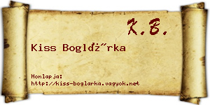Kiss Boglárka névjegykártya